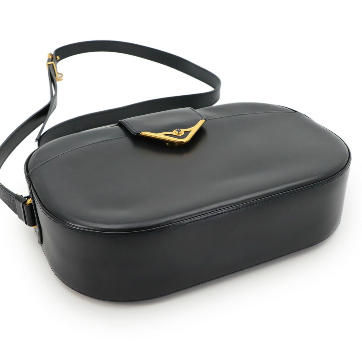 Cartier Sapphire Line S de Shoulder Bag Leather Navy Gold Vintage — view 4