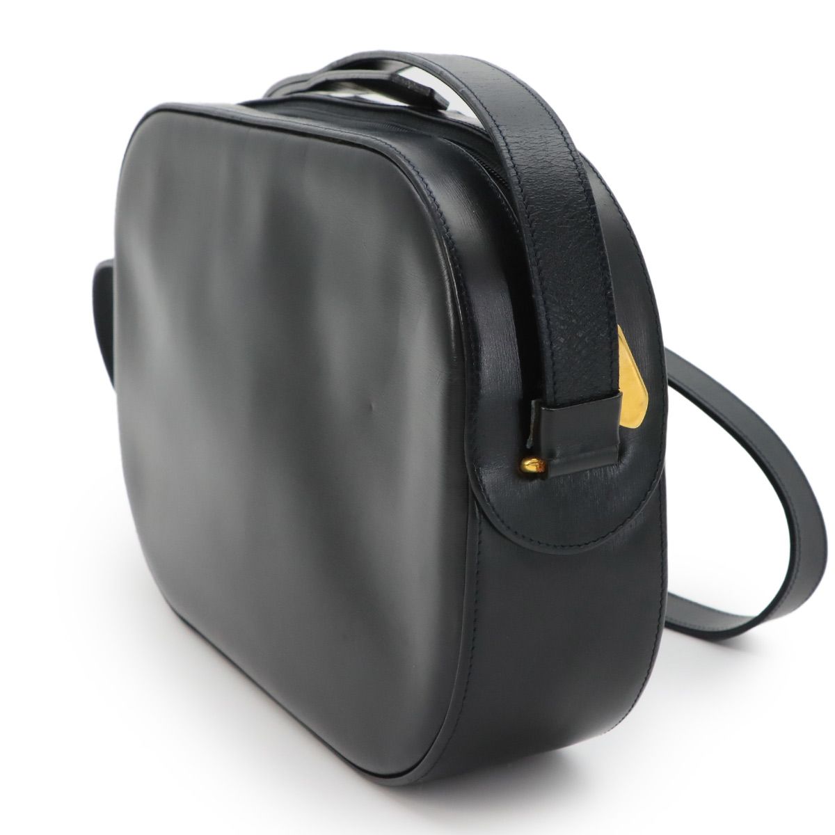 Cartier Sapphire Line S de Shoulder Bag Leather Navy Gold Vintage — view 3