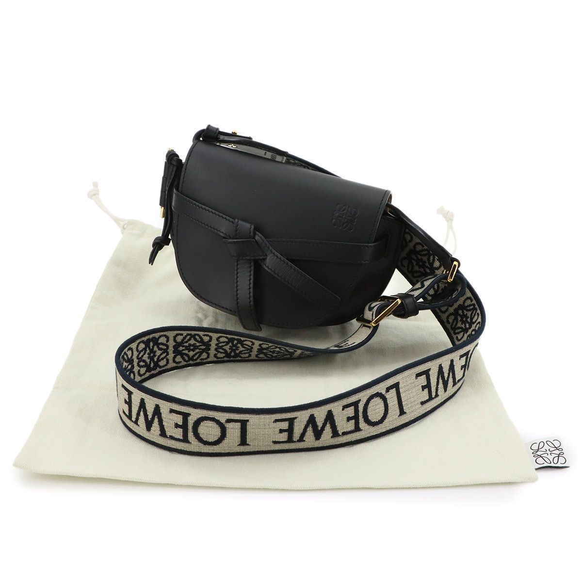 Loewe Gate Dual Mini Shoulder Bag Leather Black Gold — view 2