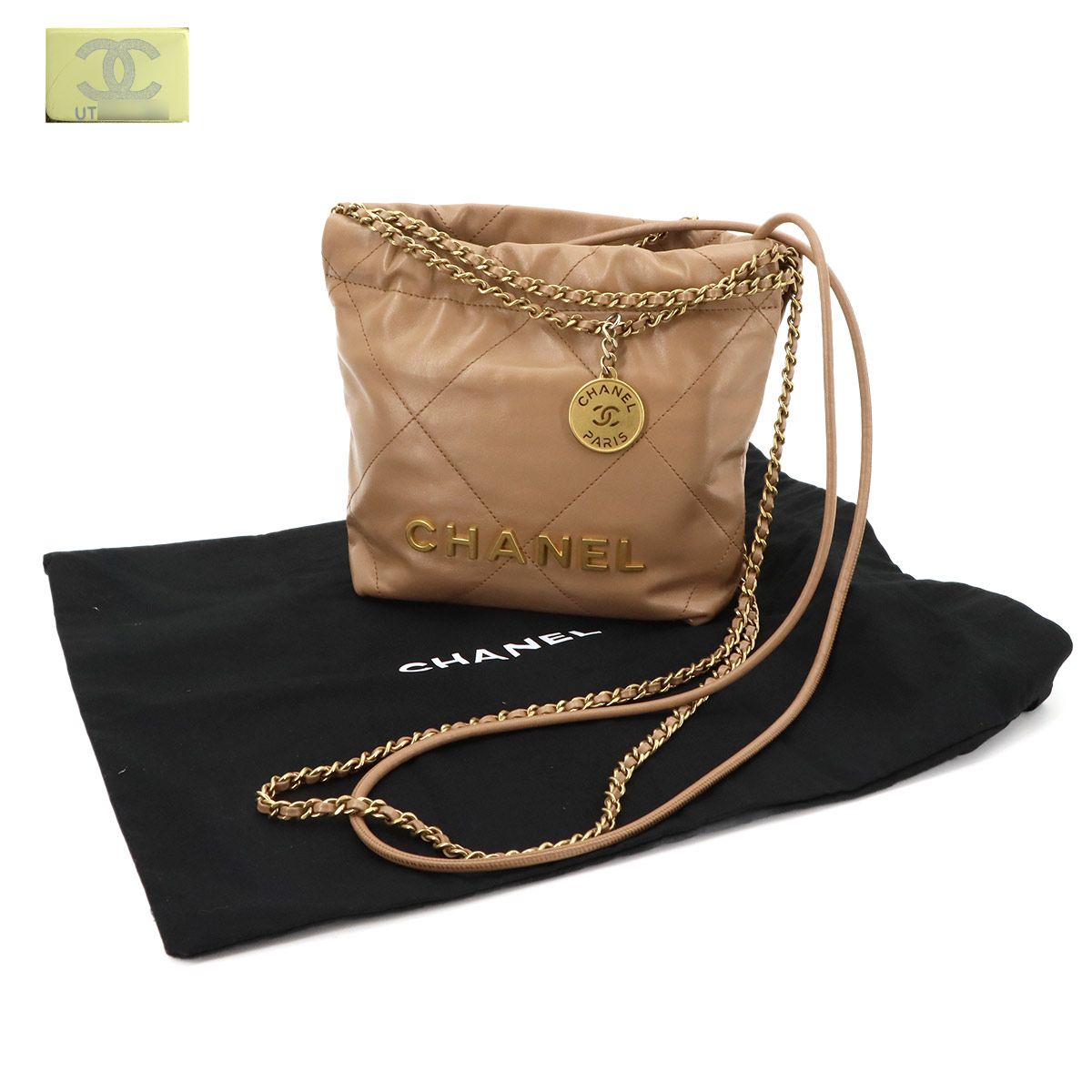 Chanel 22 Mini 2-Way Chain Shoulder Bag Leather Brown — view 2