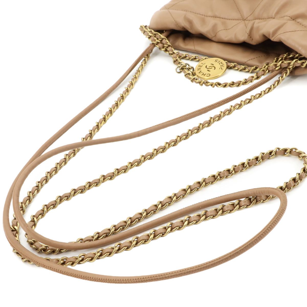 Chanel 22 Mini 2-Way Chain Shoulder Bag Leather Brown — view 6