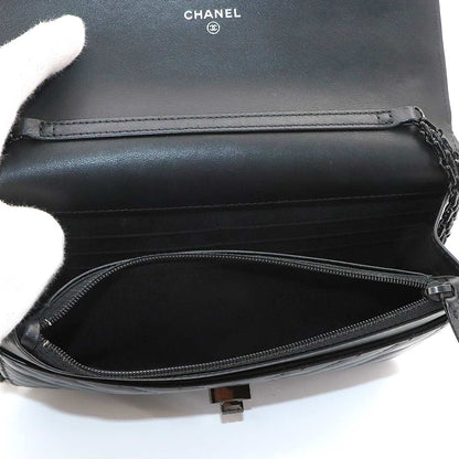 Chanel 2.55 Chain Wallet Leather Black Chez Blanc Stitch — view 9