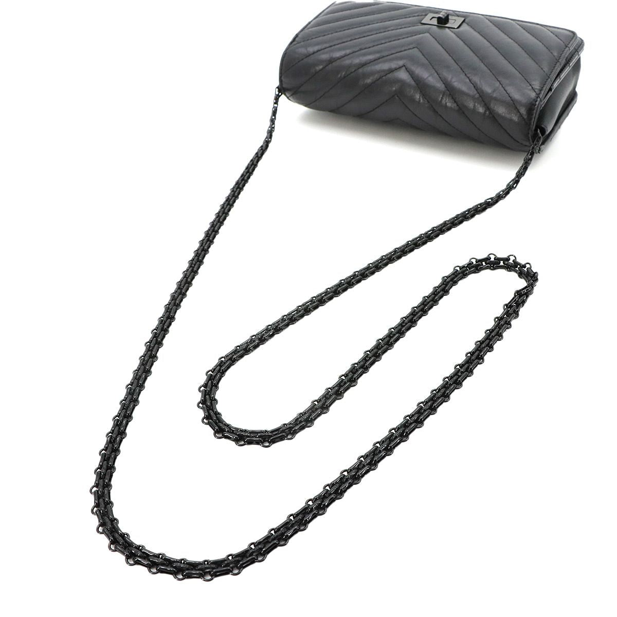 Chanel 2.55 Chain Wallet Leather Black Chez Blanc Stitch — view 6
