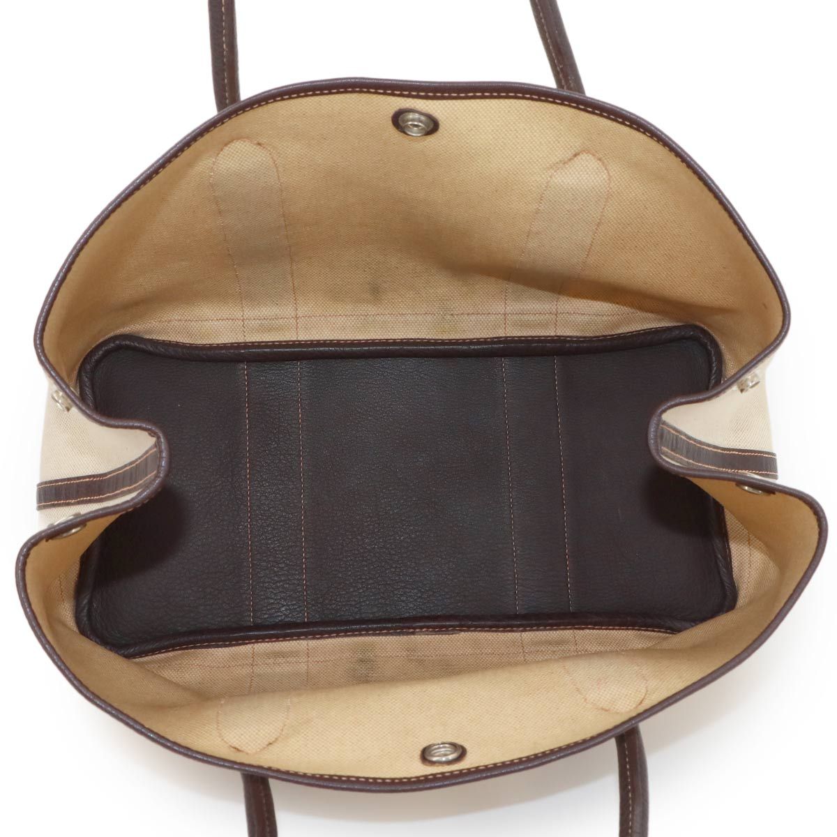 Hermes Garden Party 36 PM Tote Toile Ash Leather Natural Brown Silver — view 6