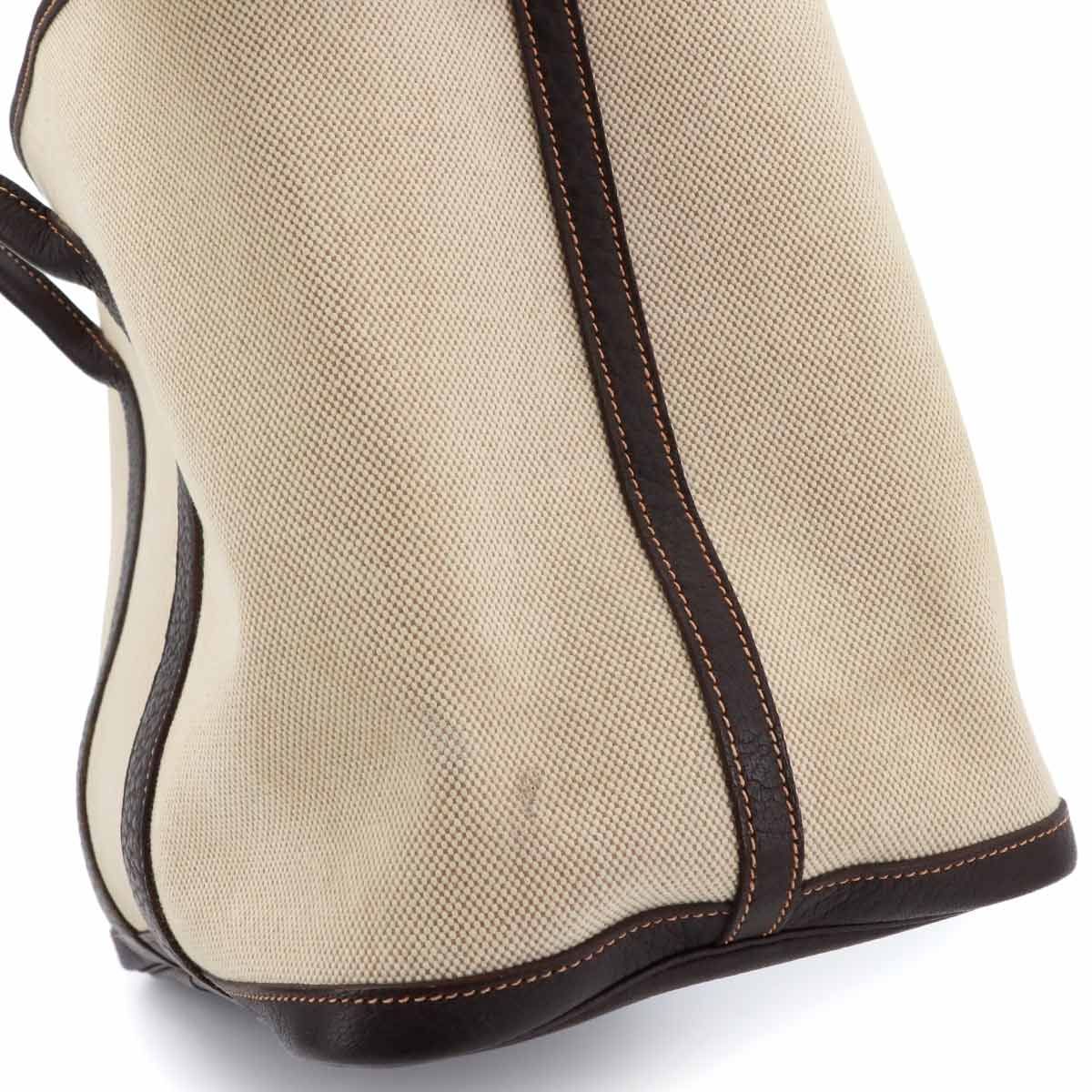 Hermes Garden Party 36 PM Tote Toile Ash Leather Natural Brown Silver — view 9