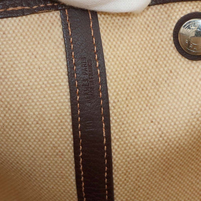 Hermes Garden Party 36 PM Tote Toile Ash Leather Natural Brown Silver — view 8