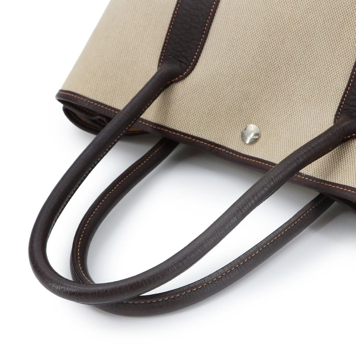 Hermes Garden Party 36 PM Tote Toile Ash Leather Natural Brown Silver — view 5