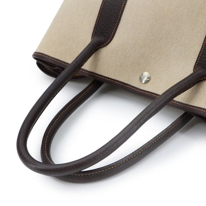 Hermes Garden Party 36 PM Tote Toile Ash Leather Natural Brown Silver — view 5