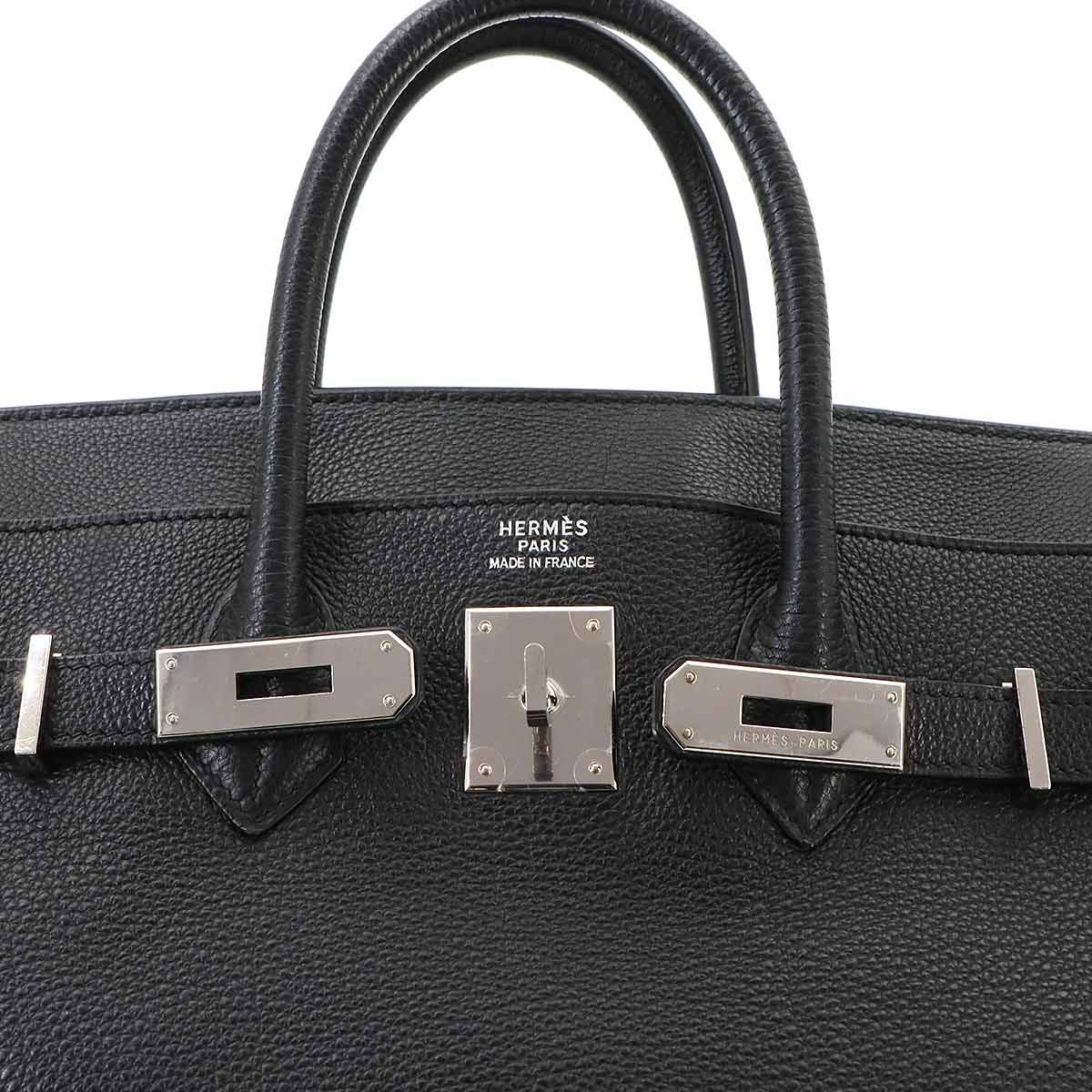 Hermes Haut a Courroies Hac 32 Togo Black Hand Bag Silver 32 — view 7