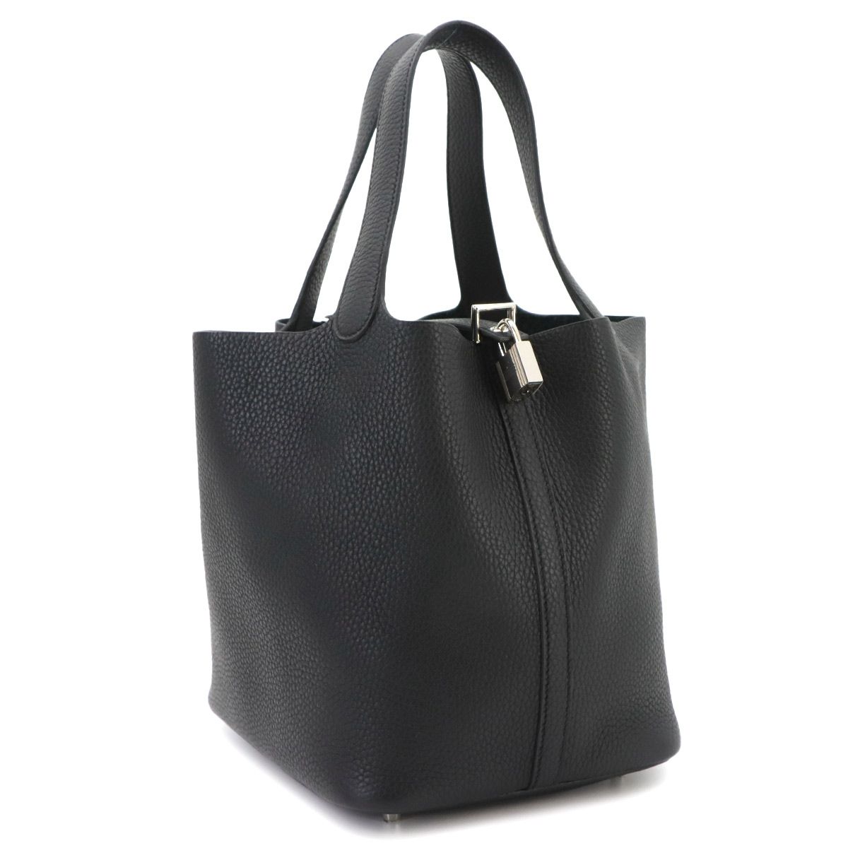 Hermes Picotin Lock Hand Bag Taurillon Clemence Black Silver — view 4