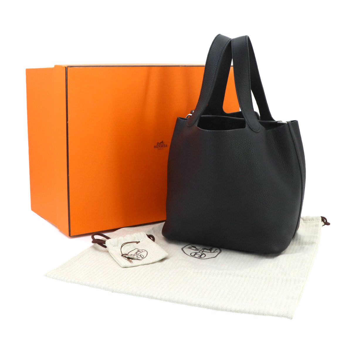 Hermes Picotin Lock Hand Bag Taurillon Clemence Black Silver — view 2