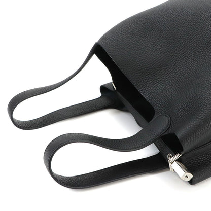 Hermes Picotin Lock Hand Bag Taurillon Clemence Black Silver — view 6