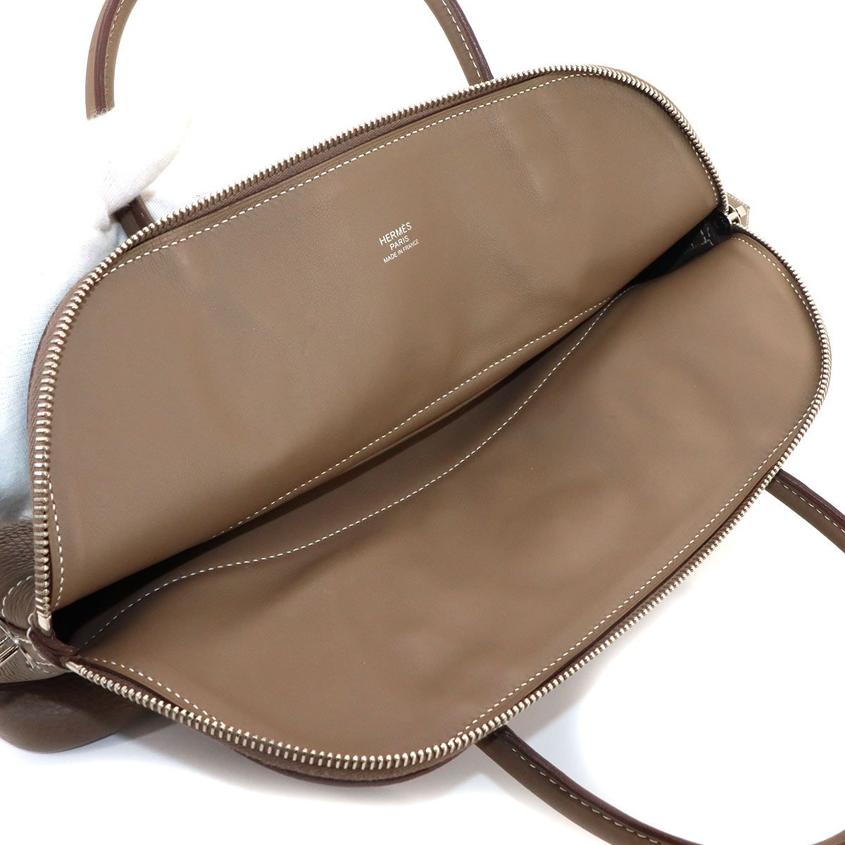 Hermes Bolide 31 2-Way Bag Taurillon Clemence Etoupe Silver — view 8