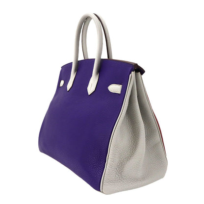 Hermes Birkin 35 Personal Togo Rosewood Iris Pearl Gray Hand — view 3