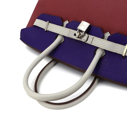 Hermes Birkin 35 Personal Togo Rosewood Iris Pearl Gray Hand — view 5