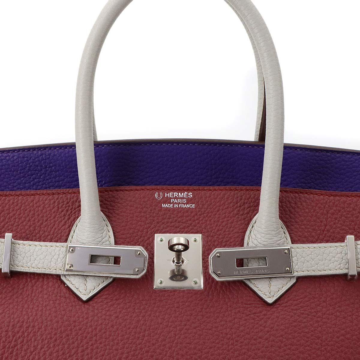 Hermes Birkin 35 Personal Togo Rosewood Iris Pearl Gray Hand — view 7