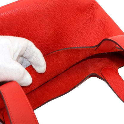 Hermes Picotin Lock 18 PM Hand Bag Taurillon Clemence Rouge Tomato Gold — view 7