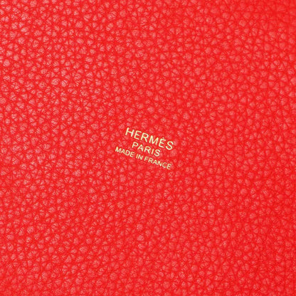 Hermes Picotin Lock 18 PM Hand Bag Taurillon Clemence Rouge Tomato Gold — view 8