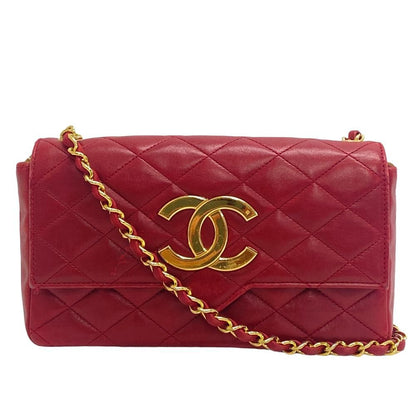 Chanel Single Flap Double Chain Quilted CC Logo Lambskin Shoulder Bag