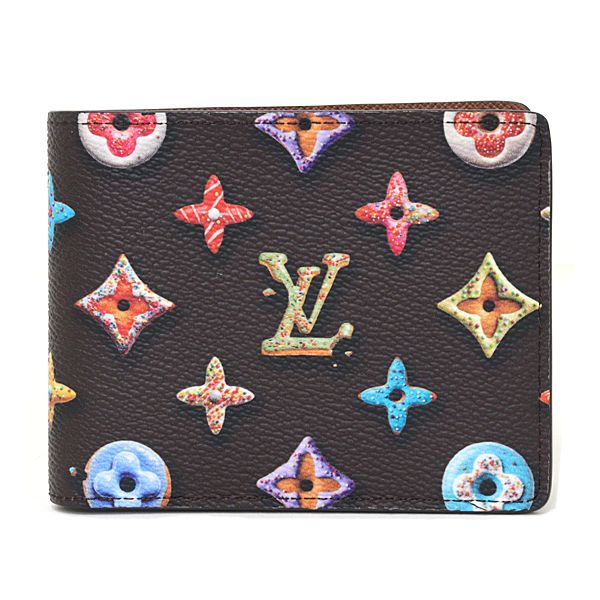 Louis Vuitton Portefeuille Calf Bifold Wallet Monogram Donut Canvas Chocolate