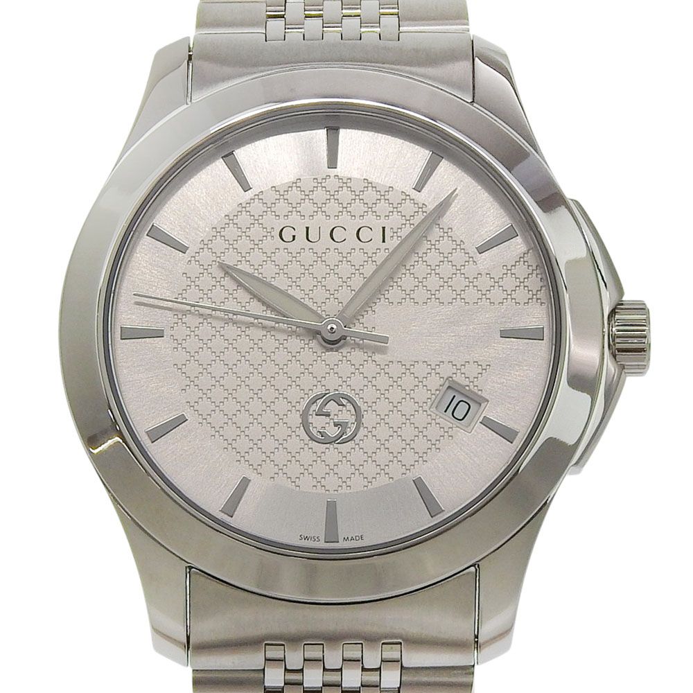 Gucci Timeless 126.4 Stainless Steel Kuo Analog Display Silver Dial Watch