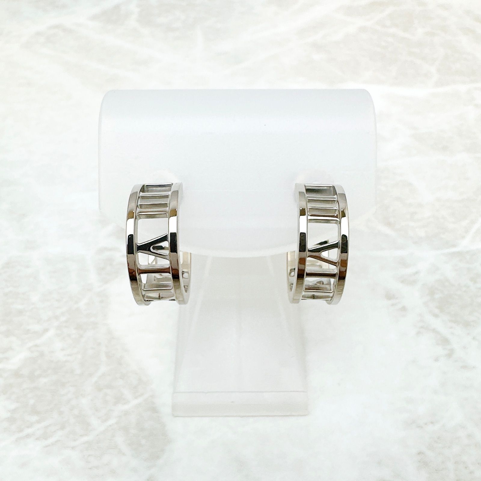 Tiffany & Co Atlas Open White Gold Earrings — view 3