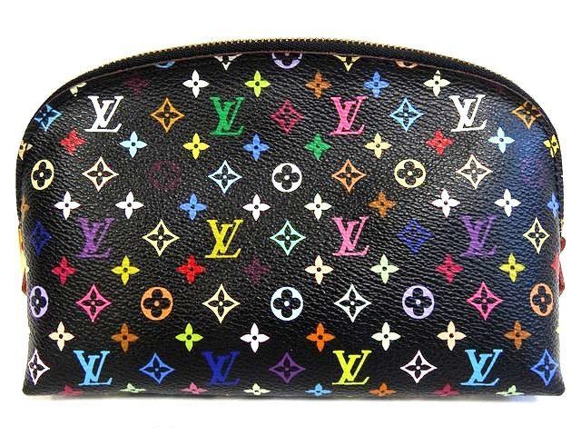 Louis Vuitton Pochette Cosmetic Multicolor Monogram Noir Makeup Pouch Case