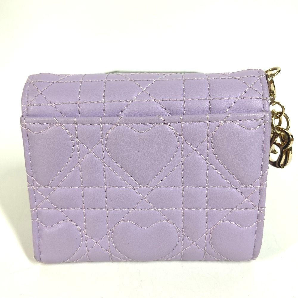 Dior Trifold Wallet Lotus Lambskin Lilac Purple — view 6