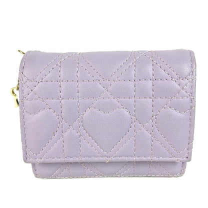 Dior Trifold Wallet Lotus Lambskin Lilac Purple