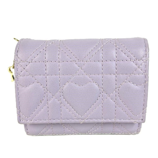 Dior Trifold Wallet Lotus Lambskin Lilac Purple