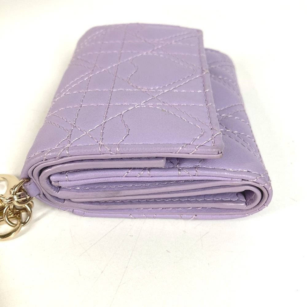 Dior Trifold Wallet Lotus Lambskin Lilac Purple — view 5