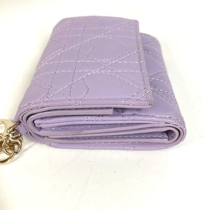 Dior Trifold Wallet Lotus Lambskin Lilac Purple — view 5