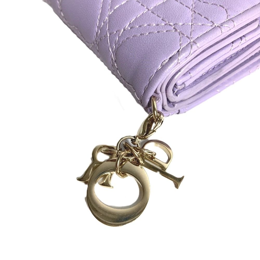 Dior Trifold Wallet Lotus Lambskin Lilac Purple — view 4