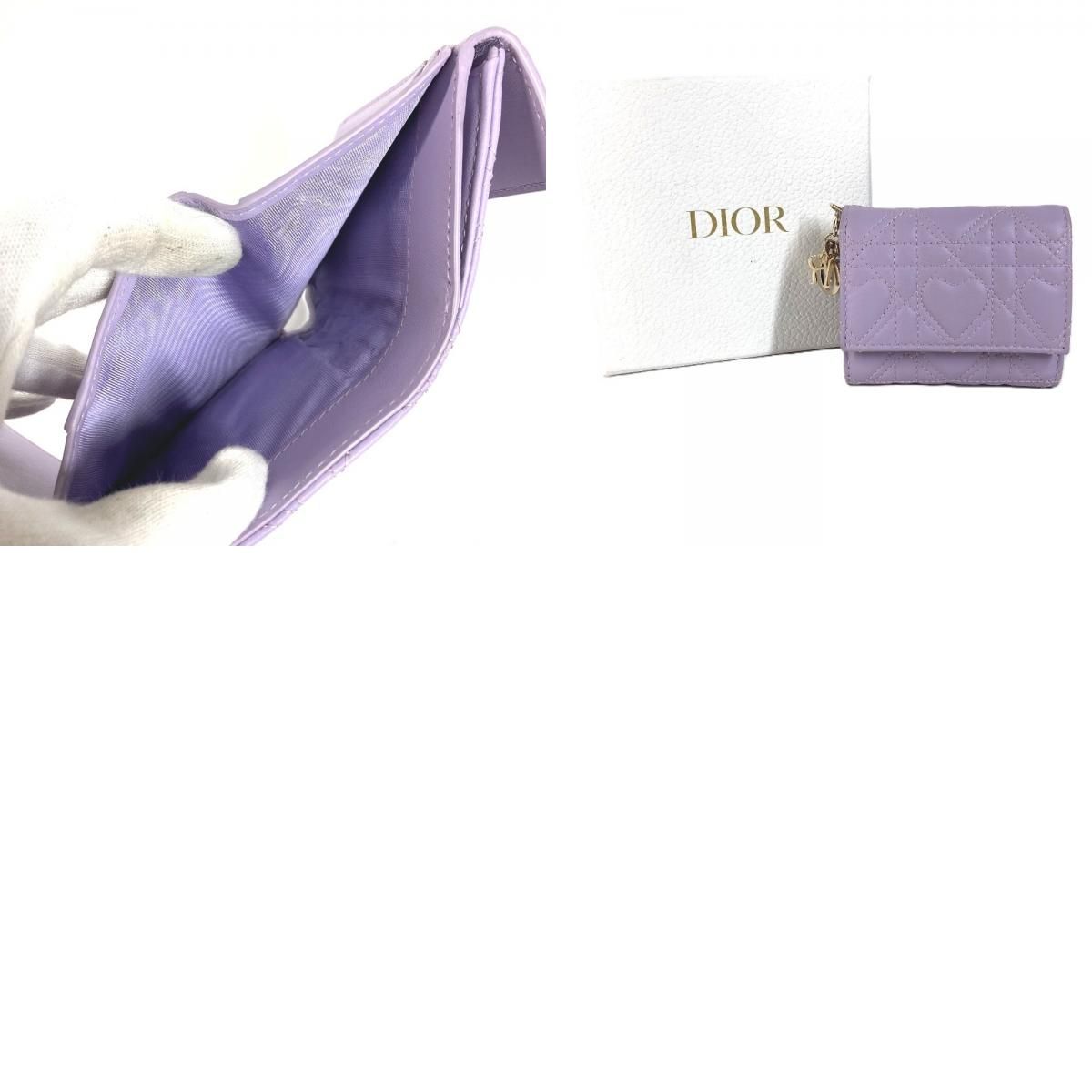 Dior Trifold Wallet Lotus Lambskin Lilac Purple — view 9