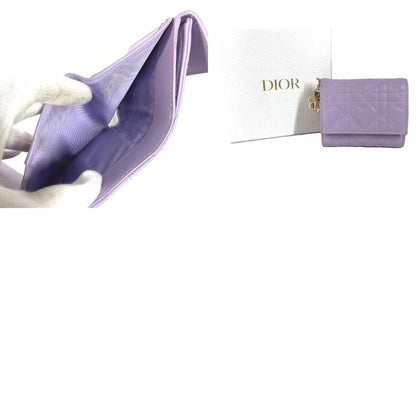 Dior Trifold Wallet Lotus Lambskin Lilac Purple — view 9