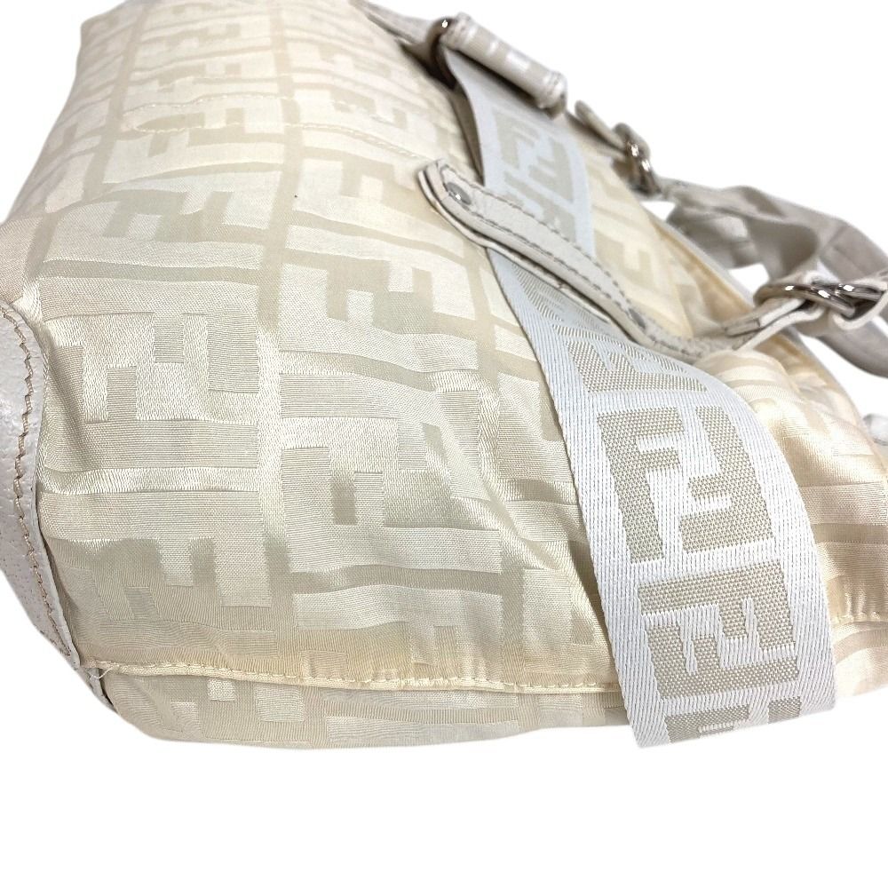 Fendi Handbag Zucca FF Logo Belt Nylon Canvas White — view 7