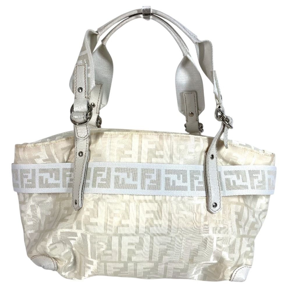 Fendi Handbag Zucca FF Logo Belt Nylon Canvas White — view 2