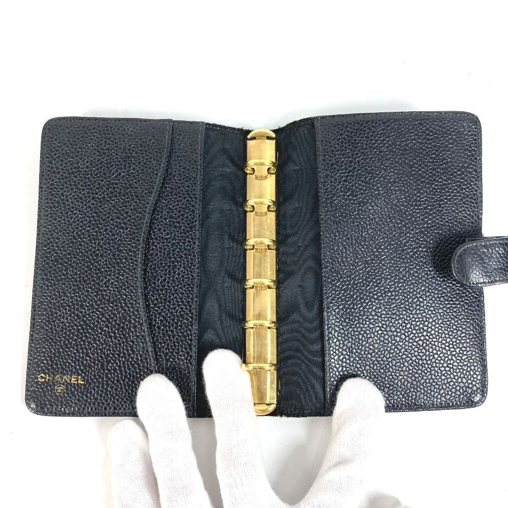 Chanel Notebook Cover CC Logo Caviar Leather Black Agenda — view 7