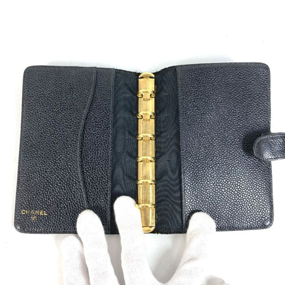 Chanel Notebook Cover CC Logo Caviar Leather Black Agenda — view 7