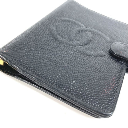Chanel Notebook Cover CC Logo Caviar Leather Black Agenda — view 5