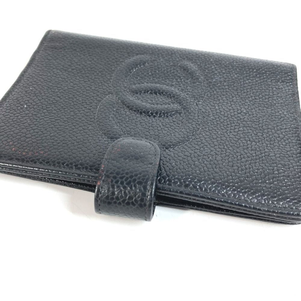 Chanel Notebook Cover CC Logo Caviar Leather Black Agenda — view 4