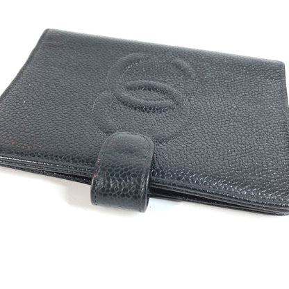 Chanel Notebook Cover CC Logo Caviar Leather Black Agenda — view 4