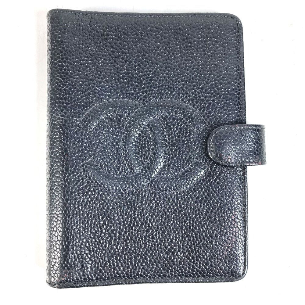 Chanel Notebook Cover CC Logo Caviar Leather Black Agenda
