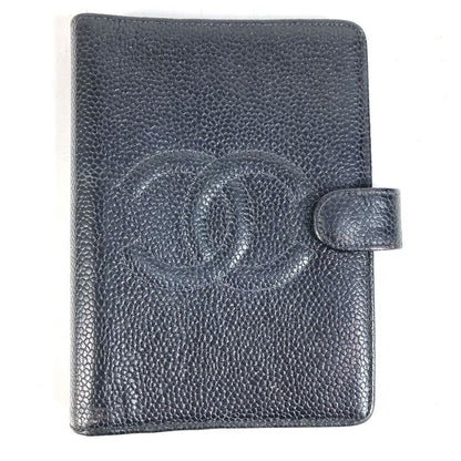 Chanel Notebook Cover CC Logo Caviar Leather Black Agenda