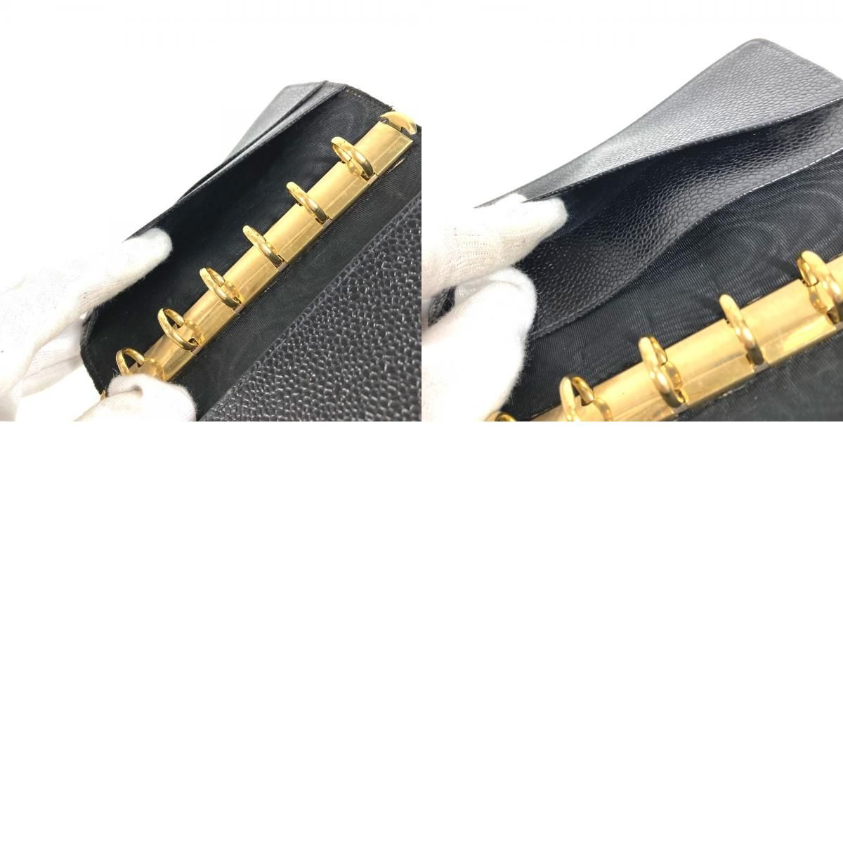 Chanel Notebook Cover CC Logo Caviar Leather Black Agenda — view 9