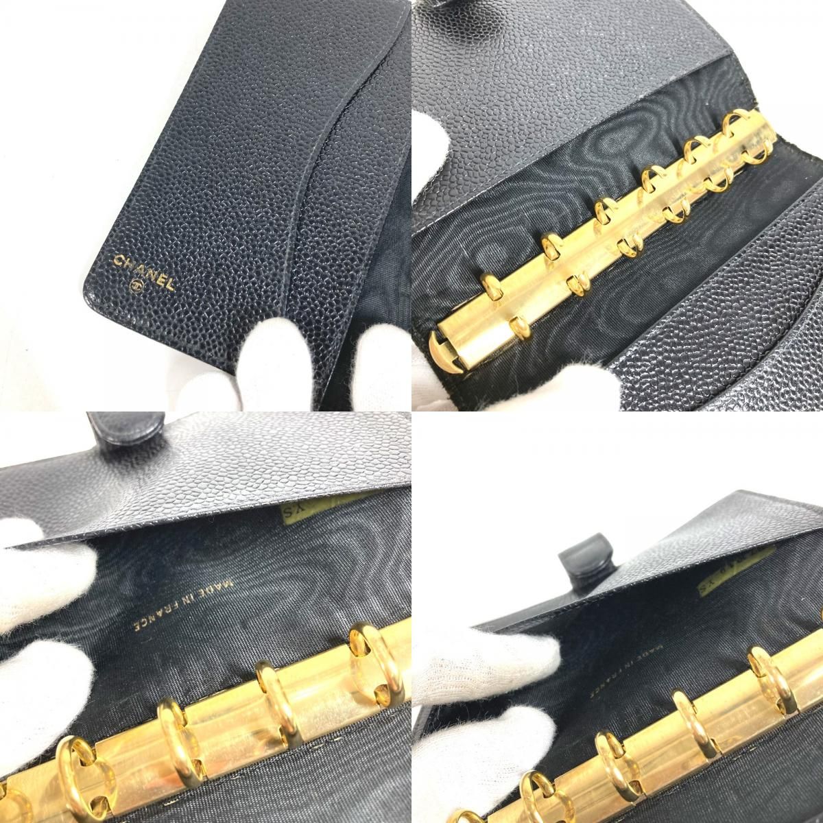 Chanel Notebook Cover CC Logo Caviar Leather Black Agenda — view 8
