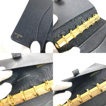 Chanel Notebook Cover CC Logo Caviar Leather Black Agenda — view 8