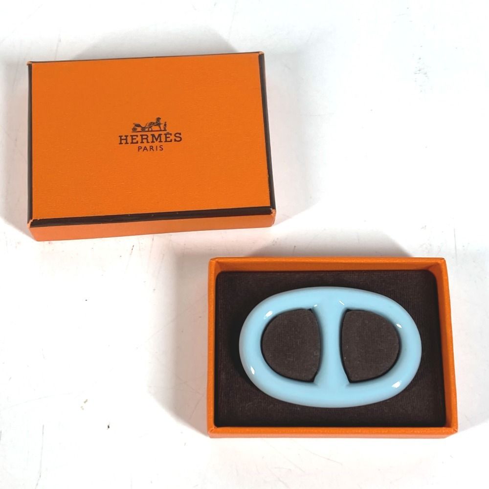 Hermes Scarf Ring Chaine D'ancre Logo Metal Light Blue — view 7