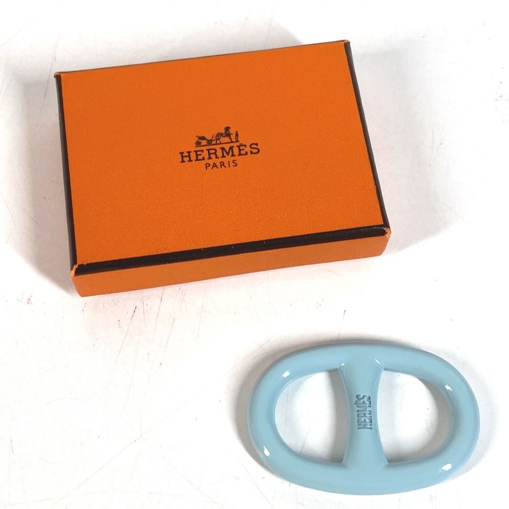 Hermes Scarf Ring Chaine D'ancre Logo Metal Light Blue — view 6