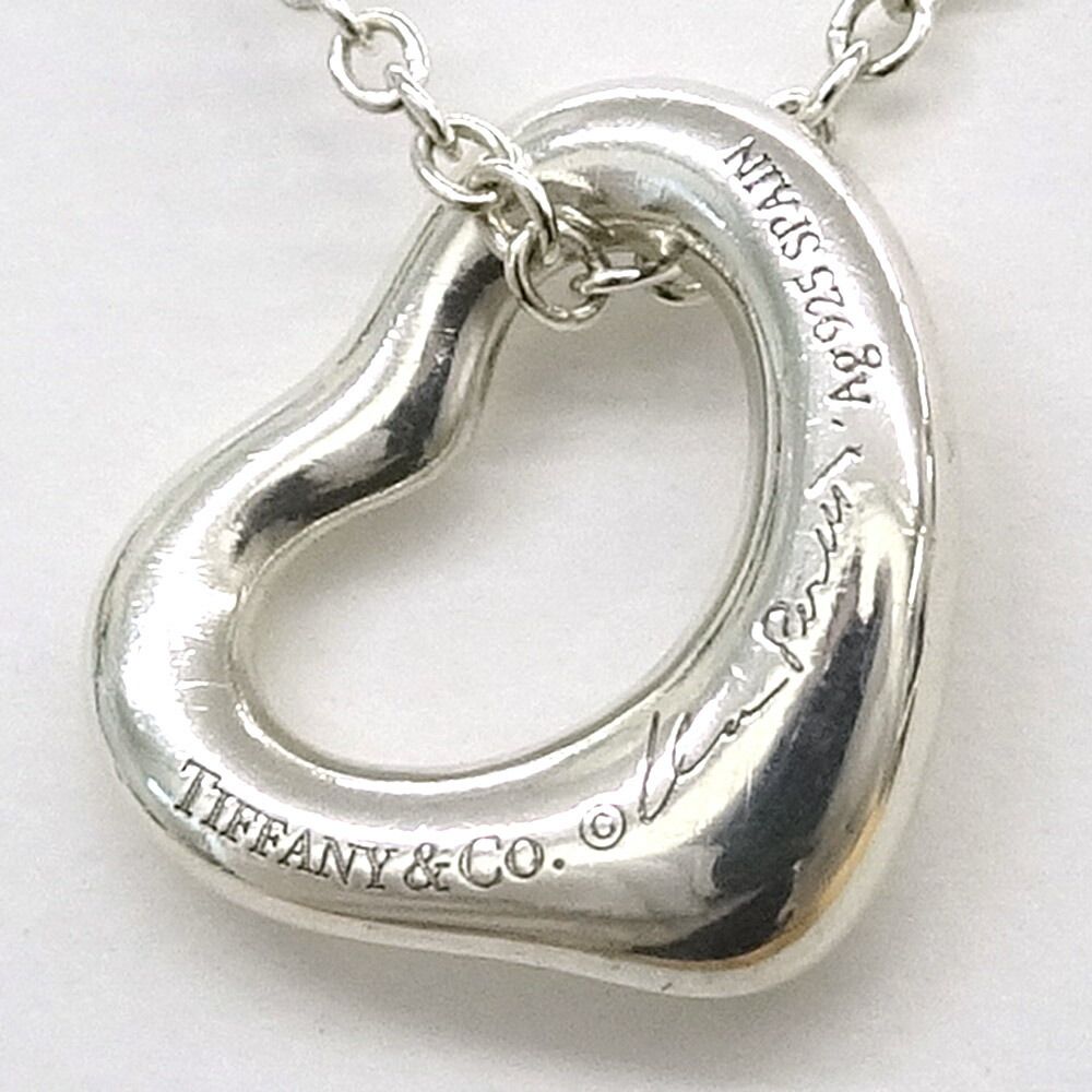 Tiffany & Co Open Heart Pendant Elsa Peretti Silver — view 3